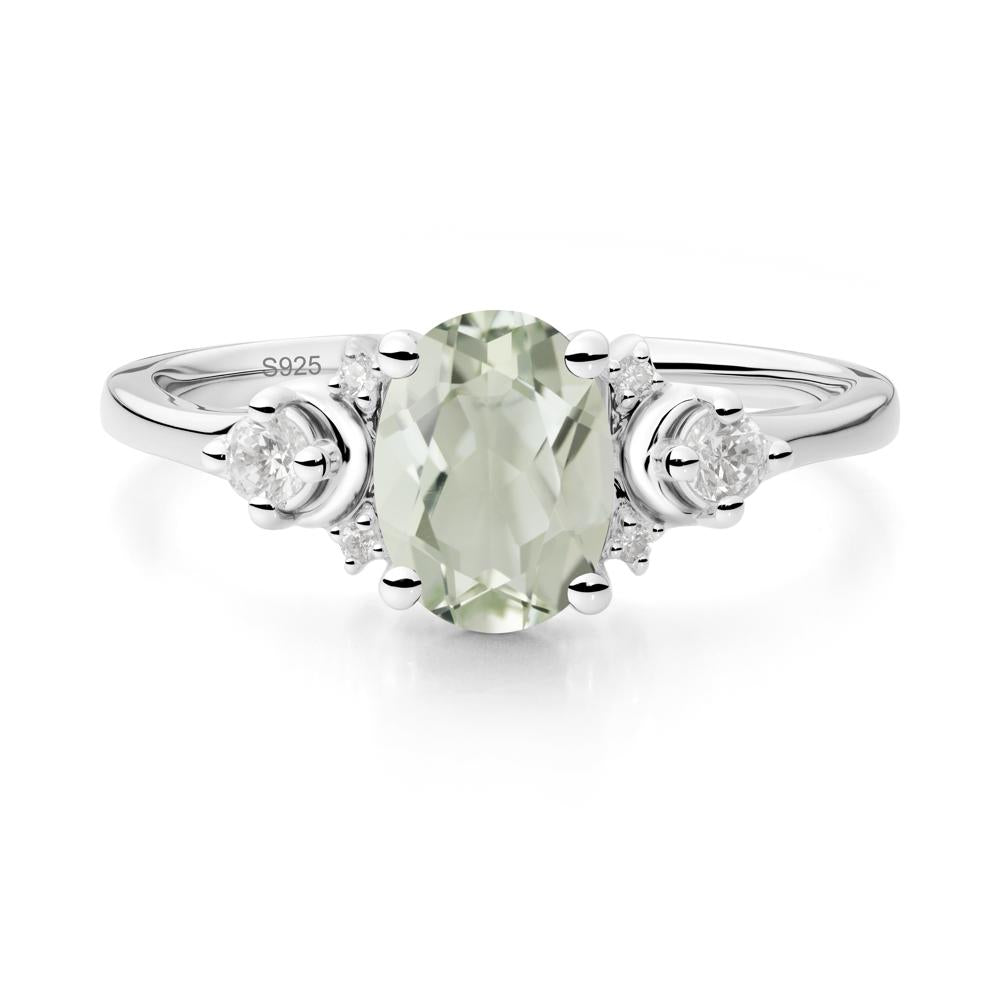 Crescent Moon Inspired Green Amethyst Ring - LUO Jewelry #metal_sterling silver
