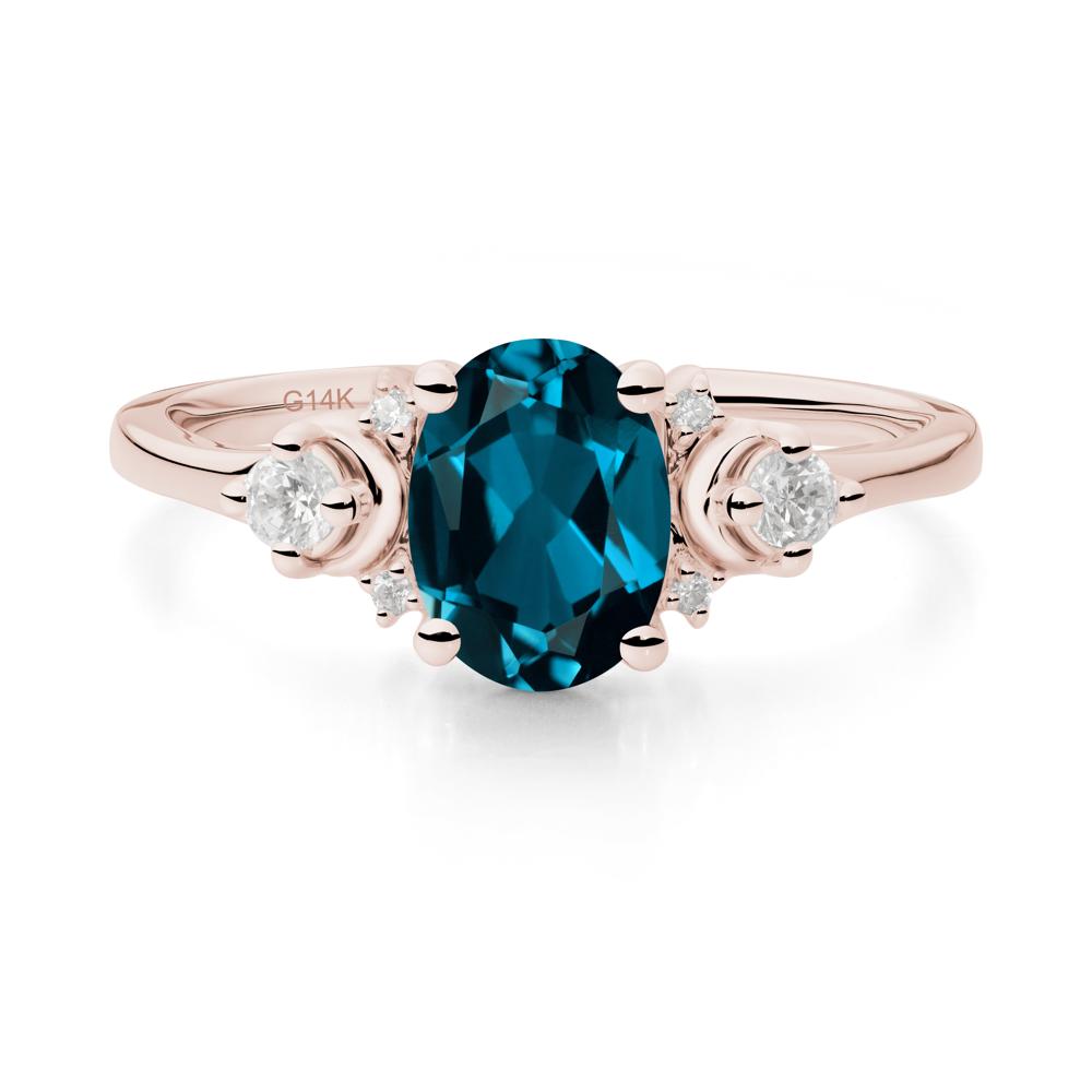 Crescent Moon Inspired London Blue Topaz Ring - LUO Jewelry #metal_14k rose gold
