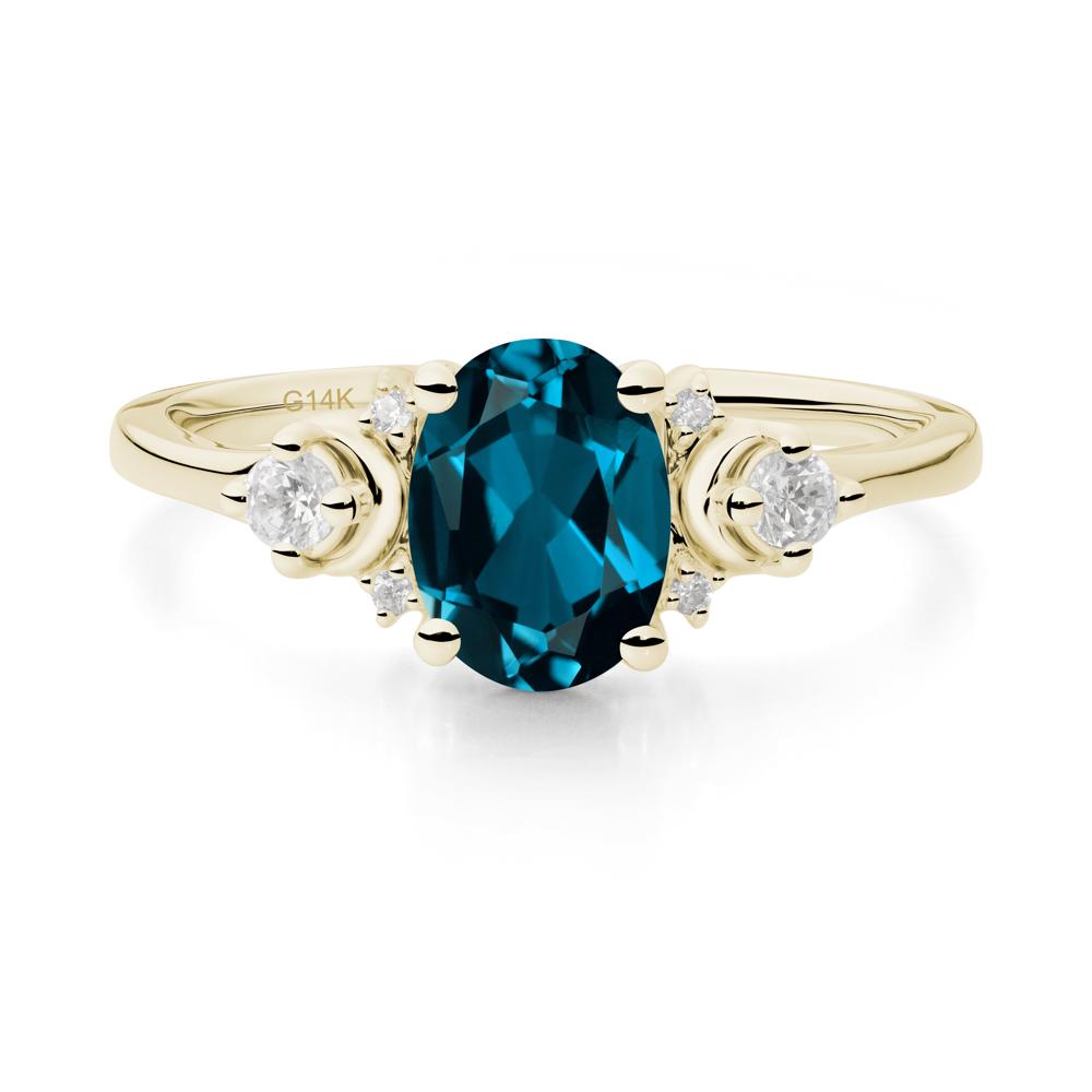 Crescent Moon Inspired London Blue Topaz Ring - LUO Jewelry #metal_14k yellow gold