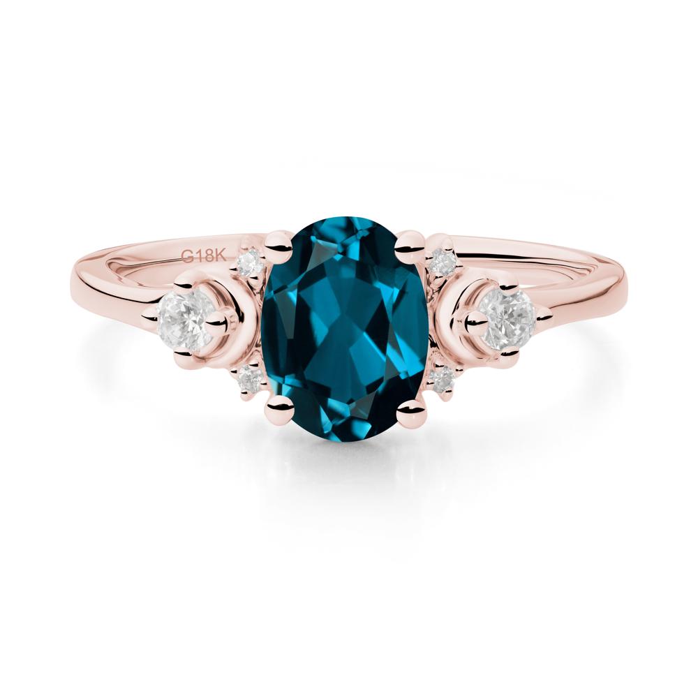 Crescent Moon Inspired London Blue Topaz Ring - LUO Jewelry #metal_18k rose gold