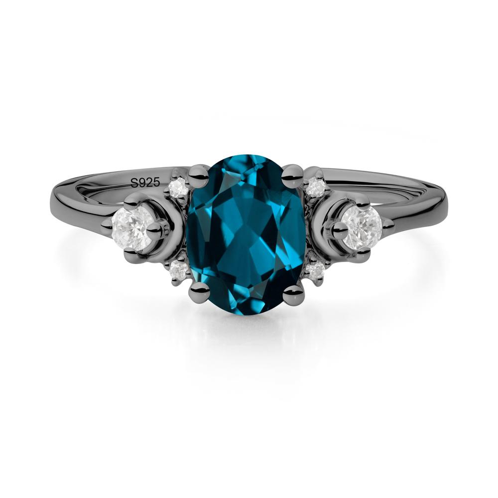Crescent Moon Inspired London Blue Topaz Ring - LUO Jewelry #metal_black finish sterling silver