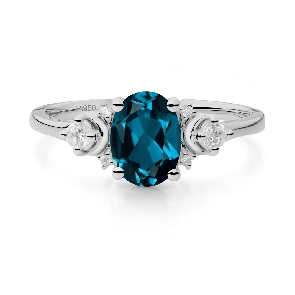 Crescent Moon Inspired London Blue Topaz Ring - LUO Jewelry #metal_platinum