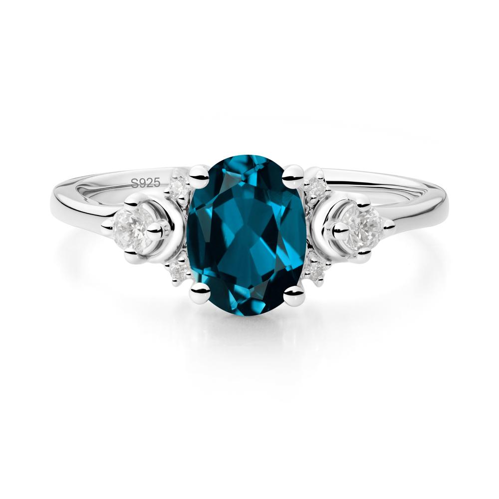 Crescent Moon Inspired London Blue Topaz Ring - LUO Jewelry #metal_sterling silver