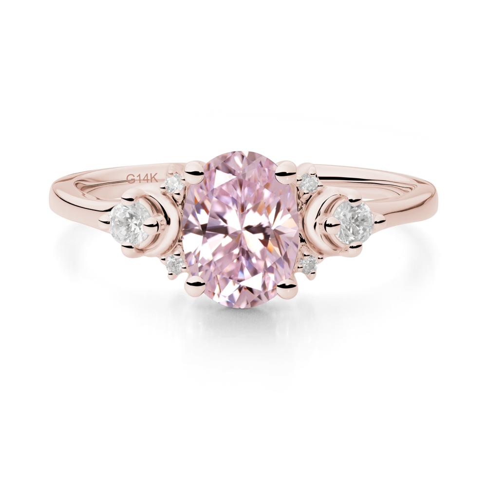Crescent Moon Inspired Pink Cubic Zirconia Ring - LUO Jewelry #metal_14k rose gold