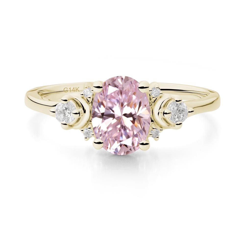 Crescent Moon Inspired Pink Cubic Zirconia Ring - LUO Jewelry #metal_14k yellow gold