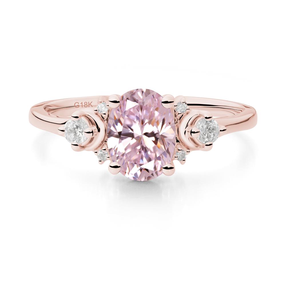 Crescent Moon Inspired Pink Cubic Zirconia Ring - LUO Jewelry #metal_18k rose gold