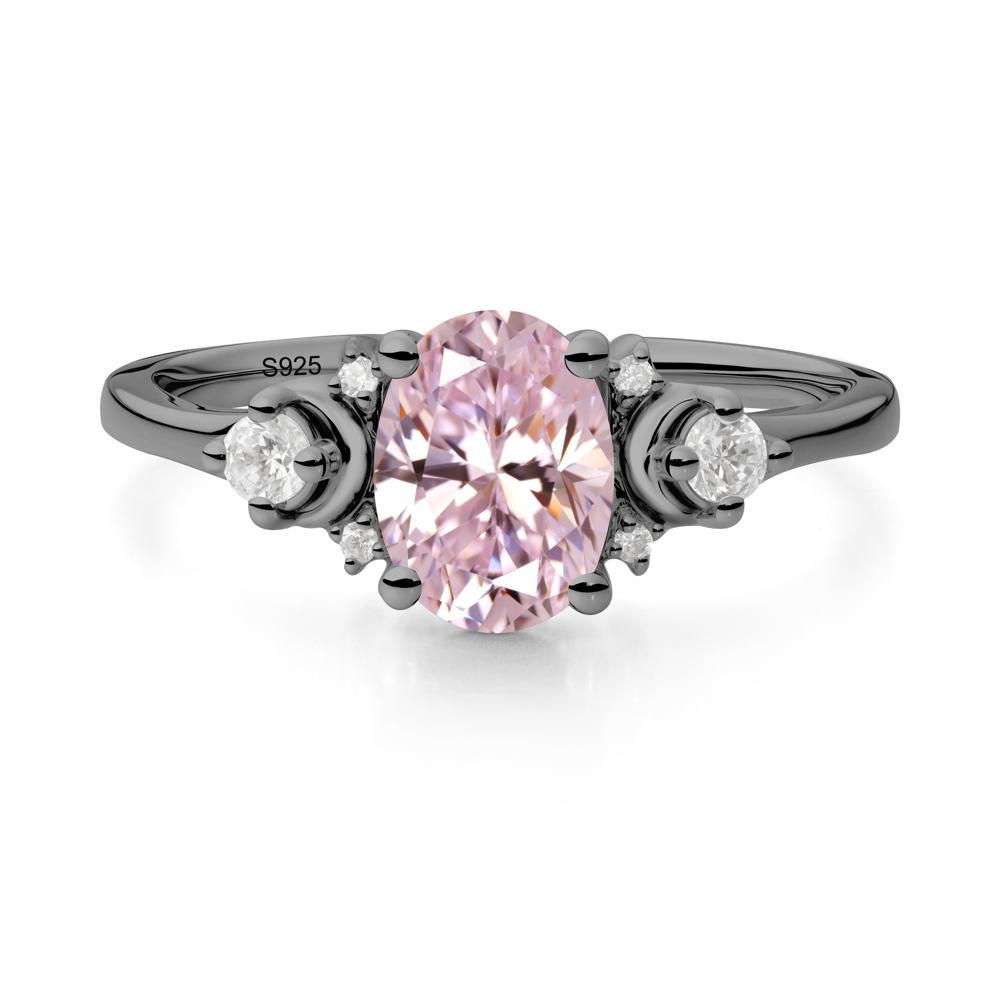 Crescent Moon Inspired Pink Cubic Zirconia Ring - LUO Jewelry #metal_black finish sterling silver