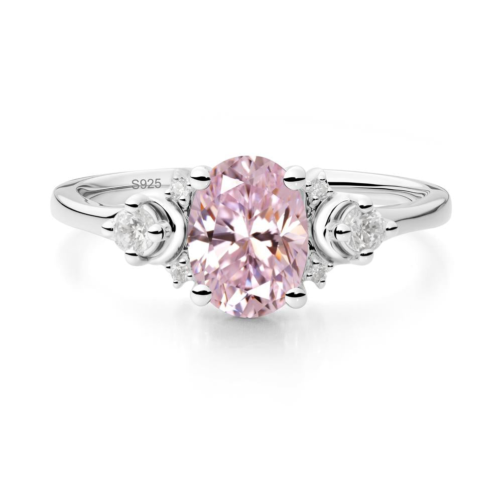Crescent Moon Inspired Pink Cubic Zirconia Ring - LUO Jewelry #metal_sterling silver