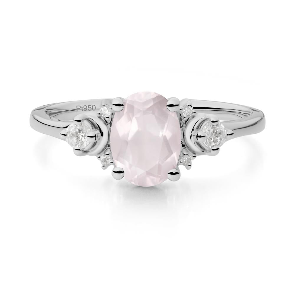 Crescent Moon Inspired Rose Quartz Ring - LUO Jewelry #metal_platinum