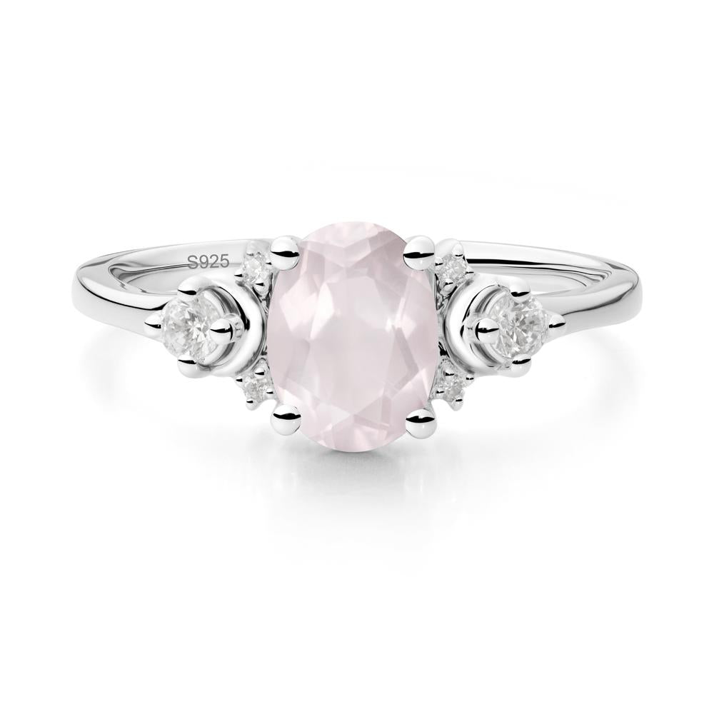 Crescent Moon Inspired Rose Quartz Ring - LUO Jewelry #metal_sterling silver