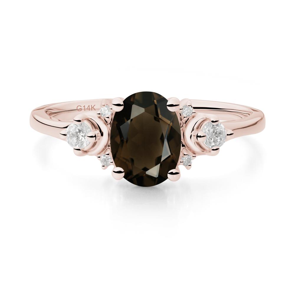 Crescent Moon Inspired Smoky Quartz Ring - LUO Jewelry #metal_14k rose gold