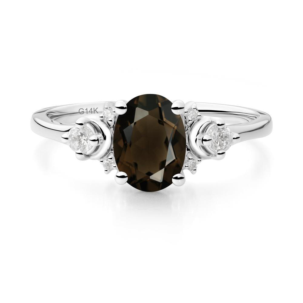 Crescent Moon Inspired Smoky Quartz Ring - LUO Jewelry #metal_14k white gold