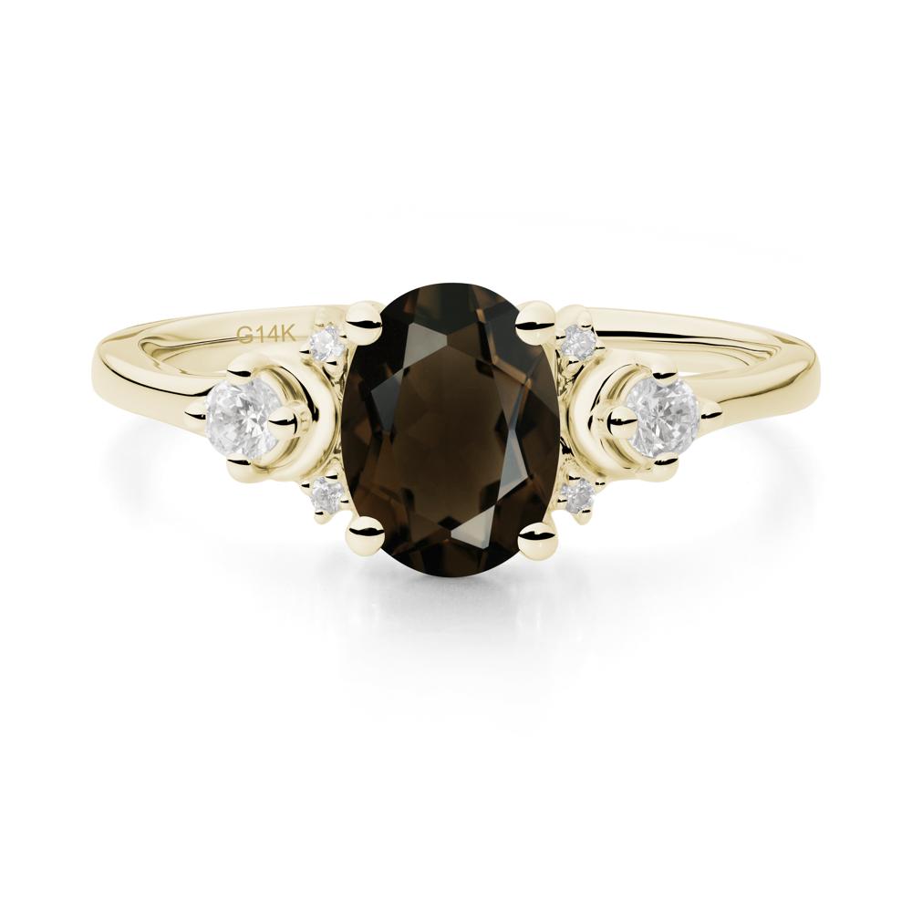 Crescent Moon Inspired Smoky Quartz Ring - LUO Jewelry #metal_14k yellow gold