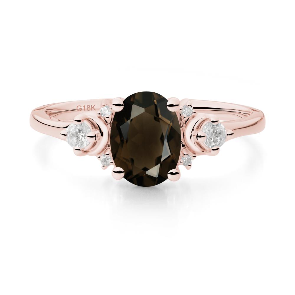 Crescent Moon Inspired Smoky Quartz Ring - LUO Jewelry #metal_18k rose gold