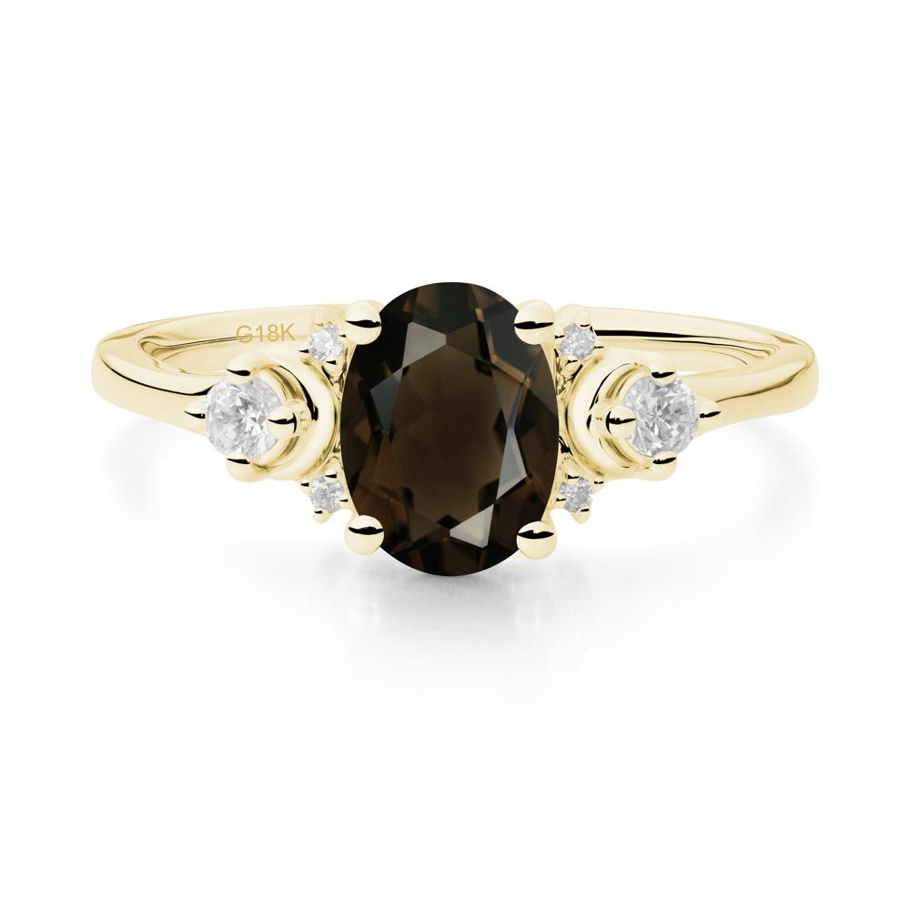 Crescent Moon Inspired Smoky Quartz Ring - LUO Jewelry #metal_18k yellow gold