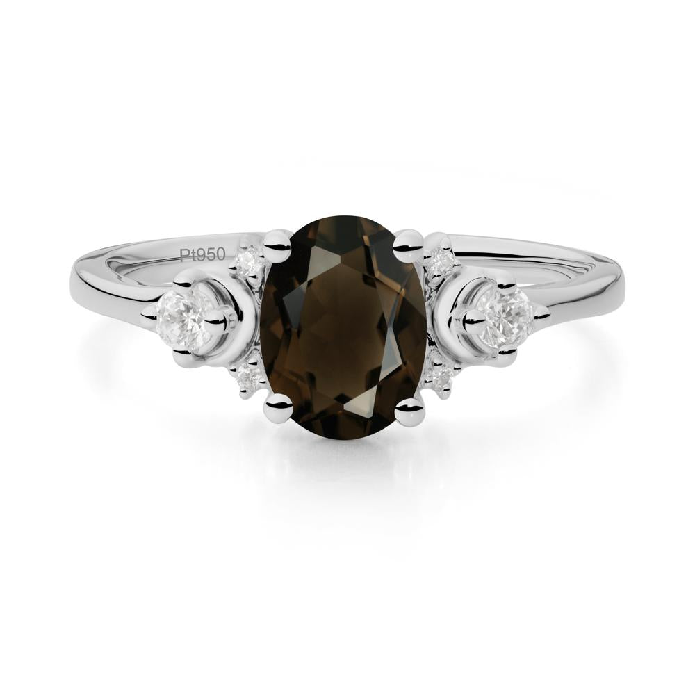 Crescent Moon Inspired Smoky Quartz Ring - LUO Jewelry #metal_platinum
