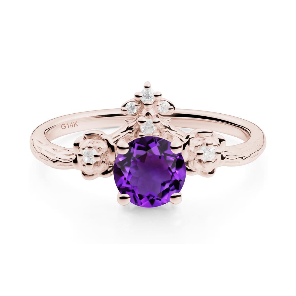 Floral Inspired Amethyst Statement Ring - LUO Jewelry #metal_14k rose gold