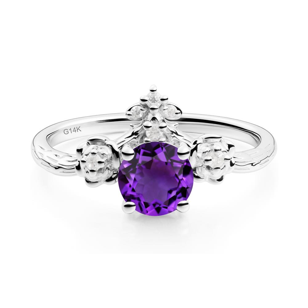 Floral Inspired Amethyst Statement Ring - LUO Jewelry #metal_14k white gold