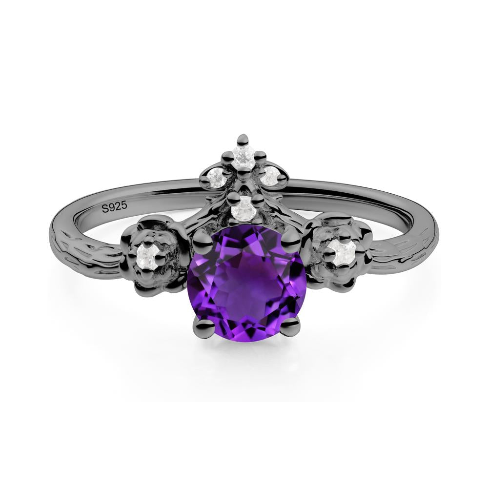 Floral Inspired Amethyst Statement Ring - LUO Jewelry #metal_black finish sterling silver