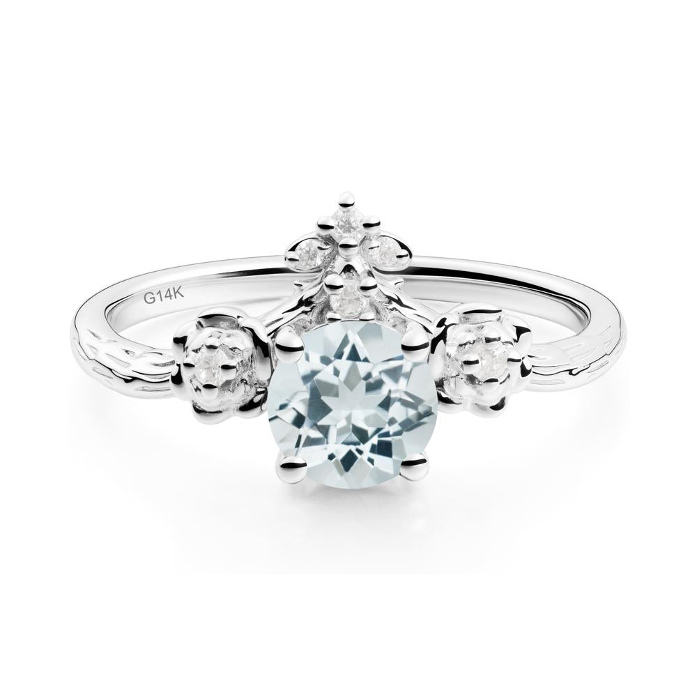 Floral Inspired Aquamarine Statement Ring - LUO Jewelry #metal_14k white gold