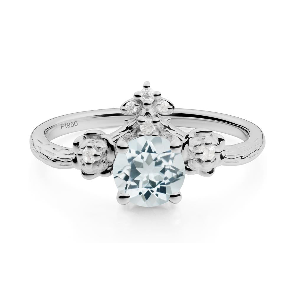 Floral Inspired Aquamarine Statement Ring - LUO Jewelry #metal_platinum