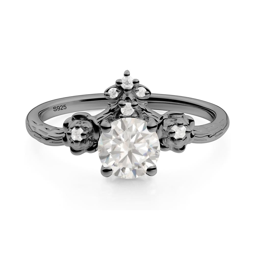 Floral Inspired Cubic Zirconia Statement Ring - LUO Jewelry #metal_black finish sterling silver