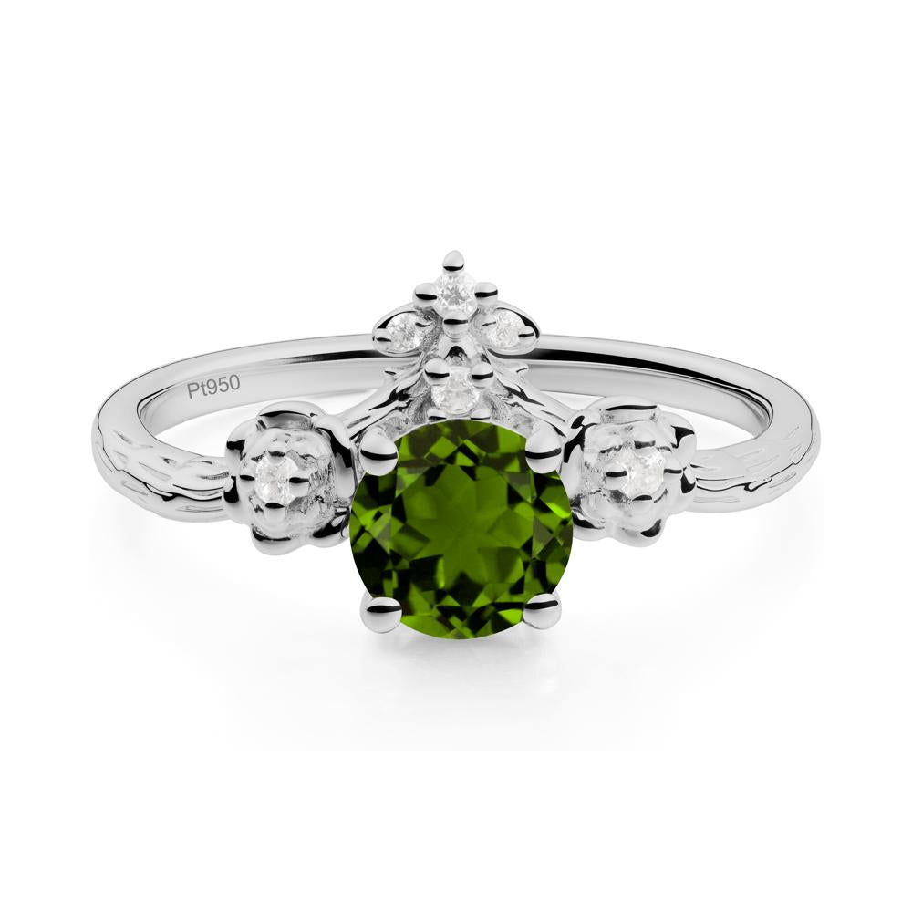 Round Diopside Rose Ring with Wood Grain - LUO Jewelry #metal_platinum