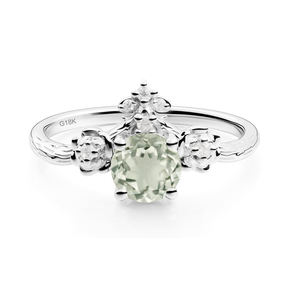 Floral Inspired Green Amethyst Statement Ring - LUO Jewelry #metal_18k white gold
