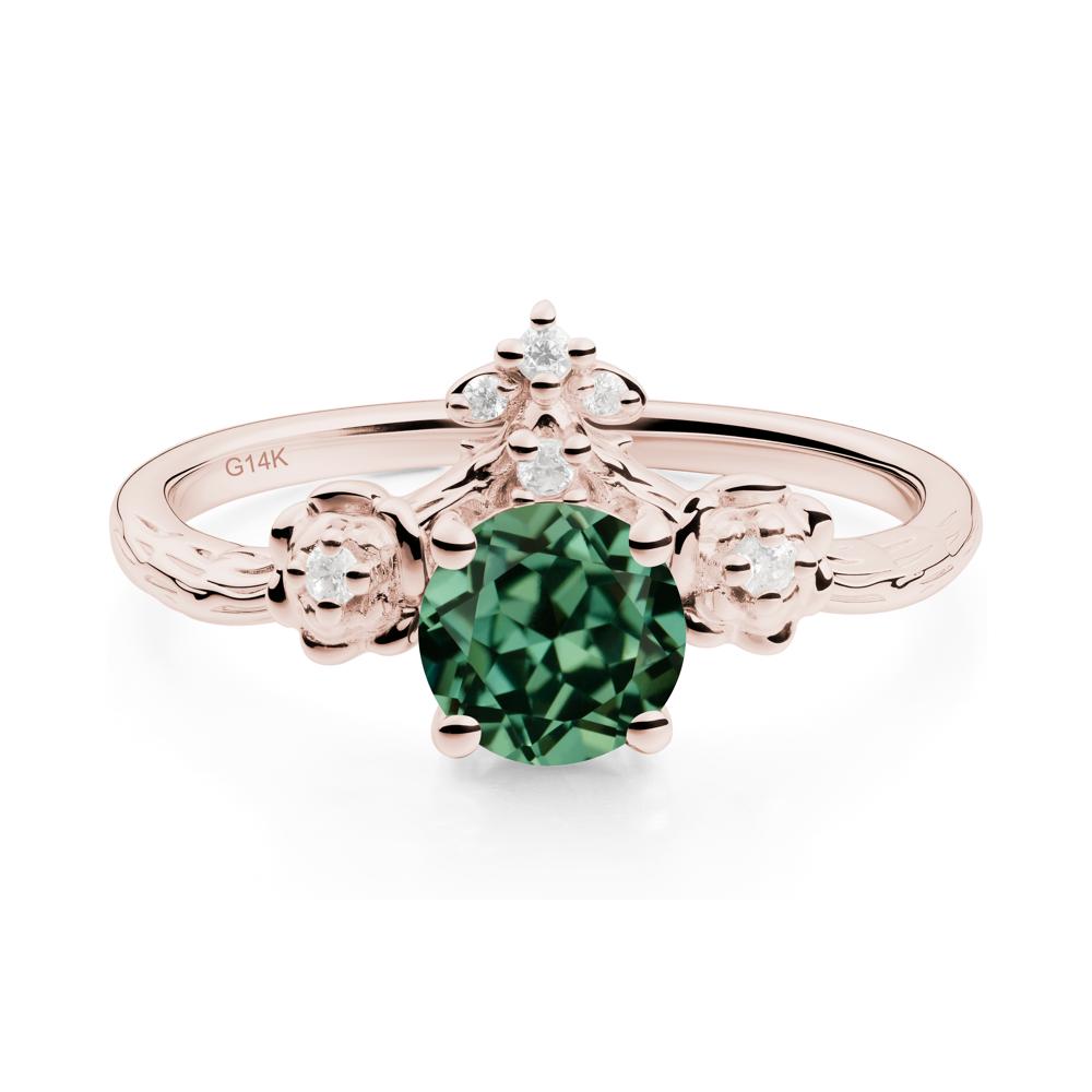 Floral Inspired Green Sapphire Statement Ring - LUO Jewelry #metal_14k rose gold