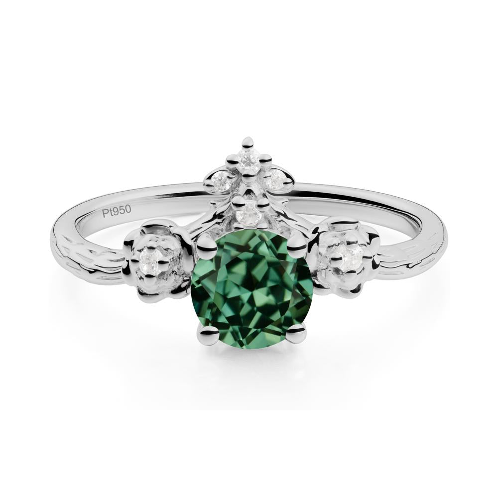 Floral Inspired Green Sapphire Statement Ring - LUO Jewelry #metal_platinum
