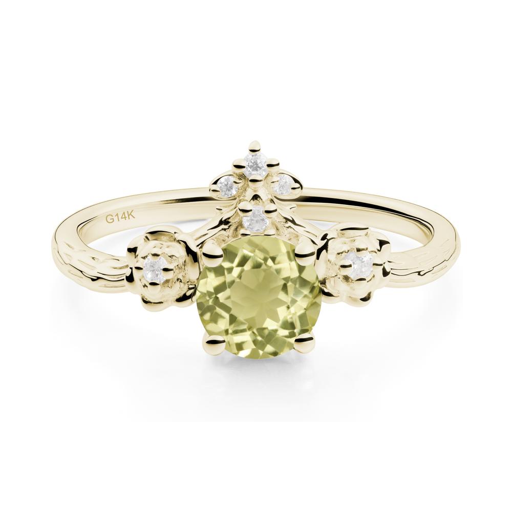 Floral Inspired Lemon Quartz Statement Ring - LUO Jewelry #metal_14k yellow gold