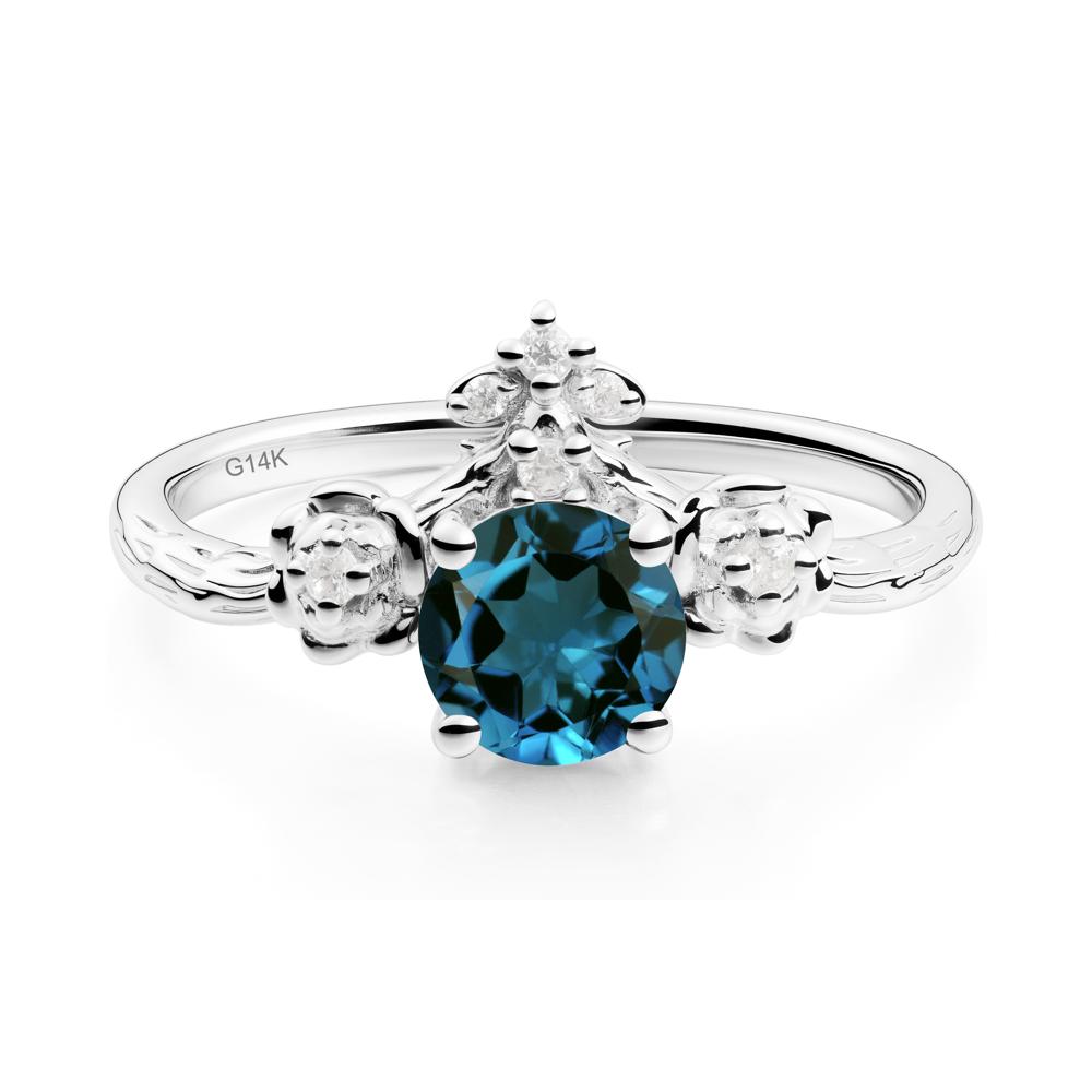Floral Inspired London Blue Topaz Statement Ring - LUO Jewelry #metal_14k white gold