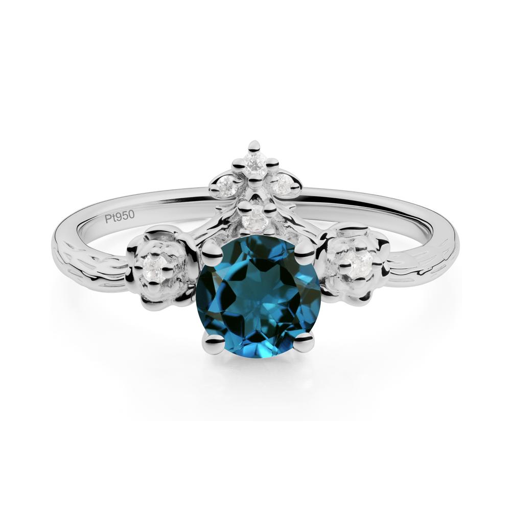 Floral Inspired London Blue Topaz Statement Ring - LUO Jewelry #metal_platinum