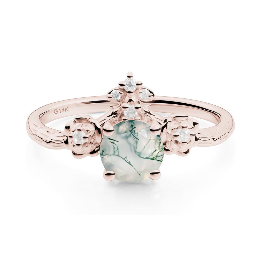 Floral Inspired Moss Agate Statement Ring - LUO Jewelry #metal_14k rose gold