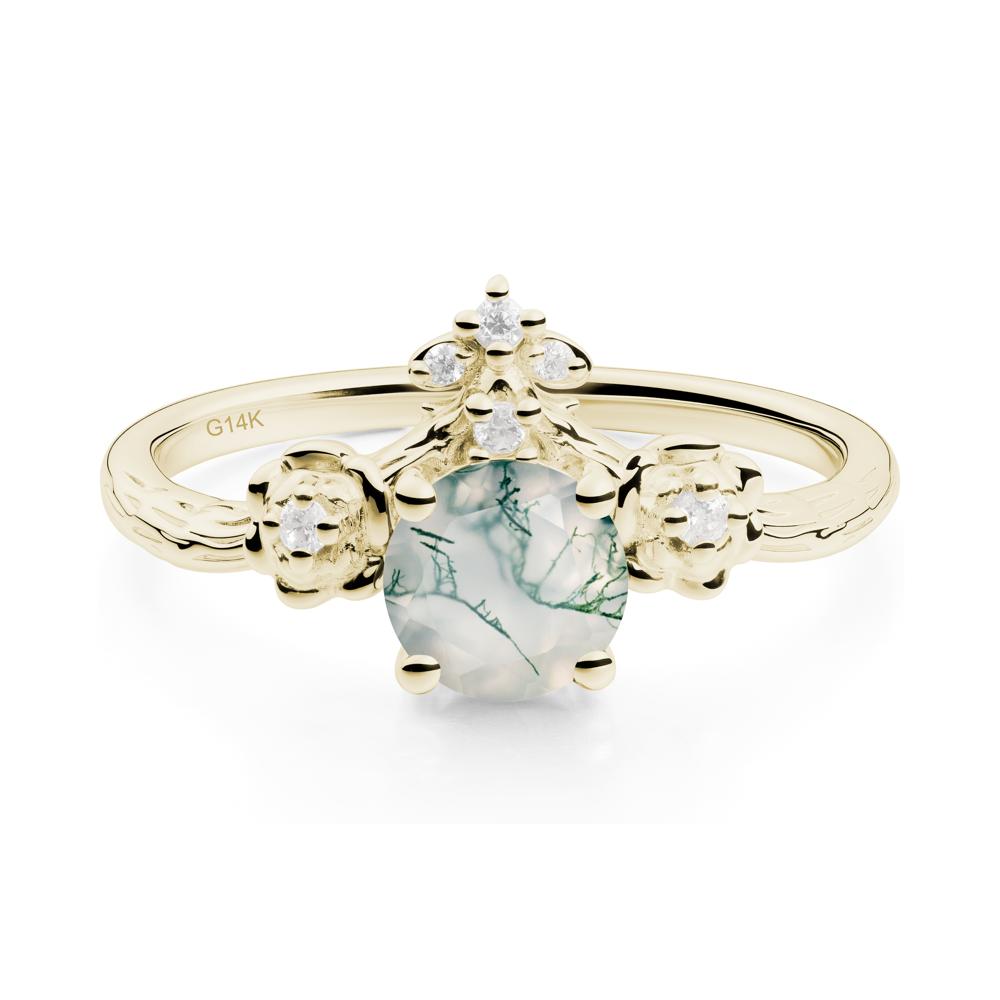 Floral Inspired Moss Agate Statement Ring - LUO Jewelry #metal_14k yellow gold