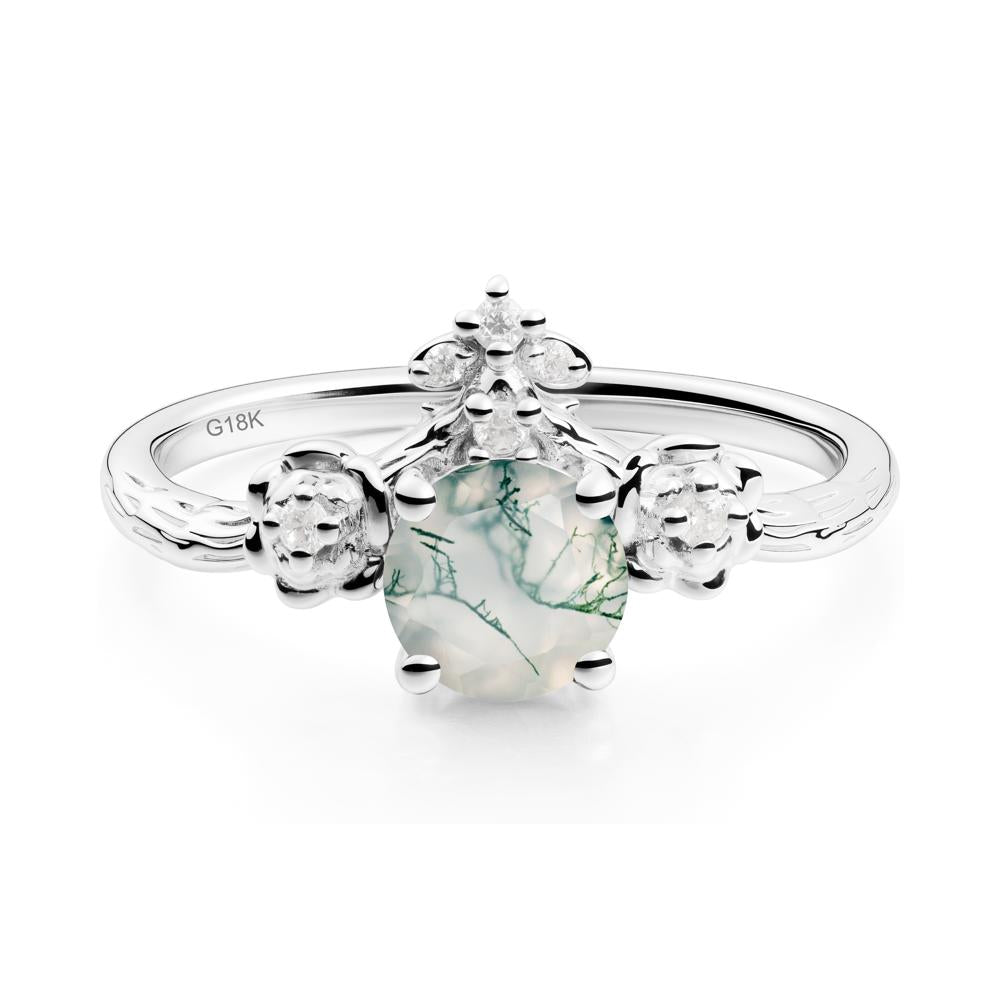 Floral Inspired Moss Agate Statement Ring - LUO Jewelry #metal_18k white gold