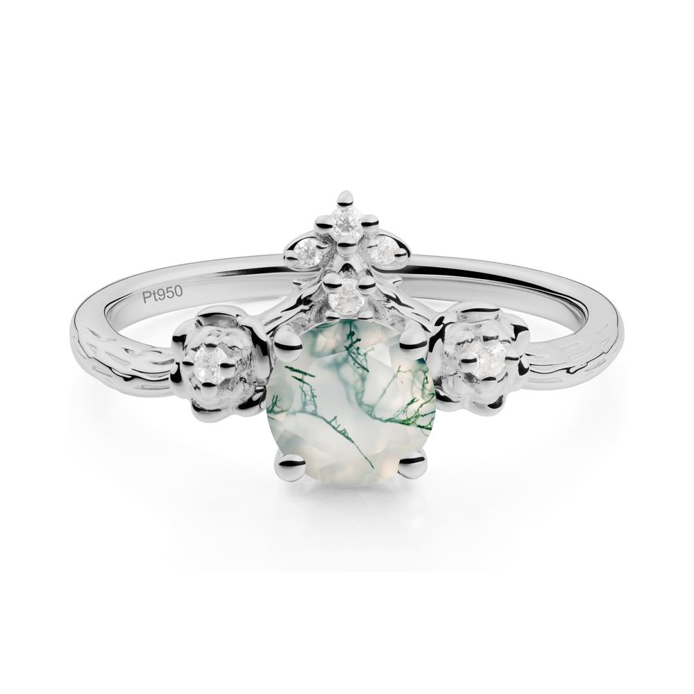 Floral Inspired Moss Agate Statement Ring - LUO Jewelry #metal_platinum