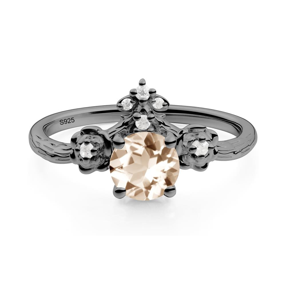 Floral Inspired Morganite Statement Ring - LUO Jewelry #metal_black finish sterling silver
