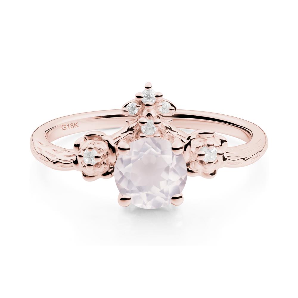 Floral Inspired Rose Quartz Statement Ring - LUO Jewelry #metal_18k rose gold