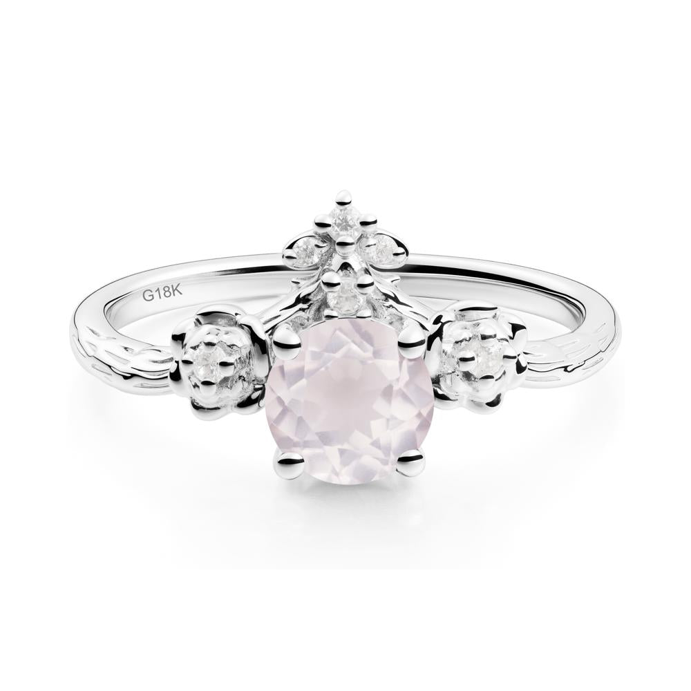 Floral Inspired Rose Quartz Statement Ring - LUO Jewelry #metal_18k white gold