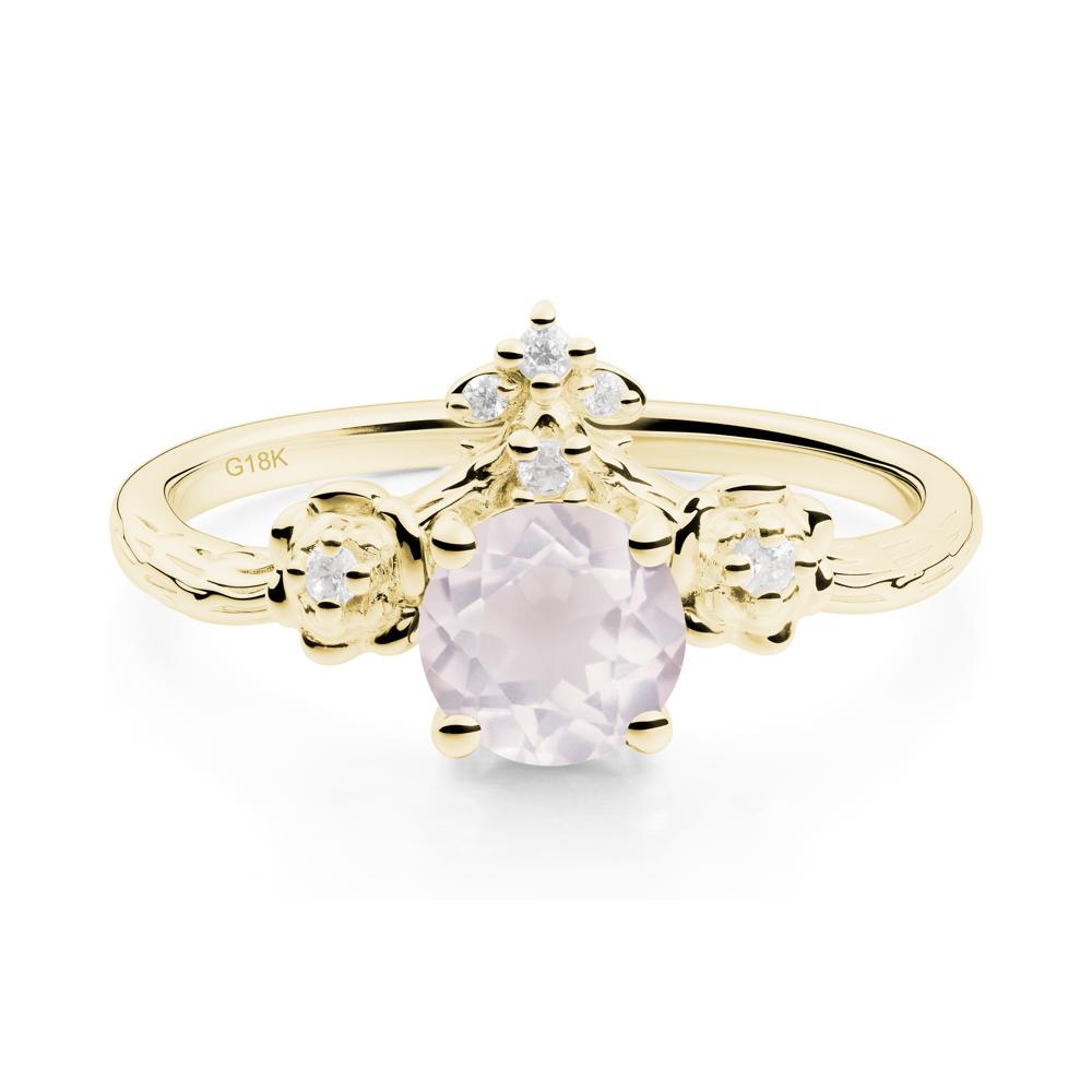 Floral Inspired Rose Quartz Statement Ring - LUO Jewelry #metal_18k yellow gold