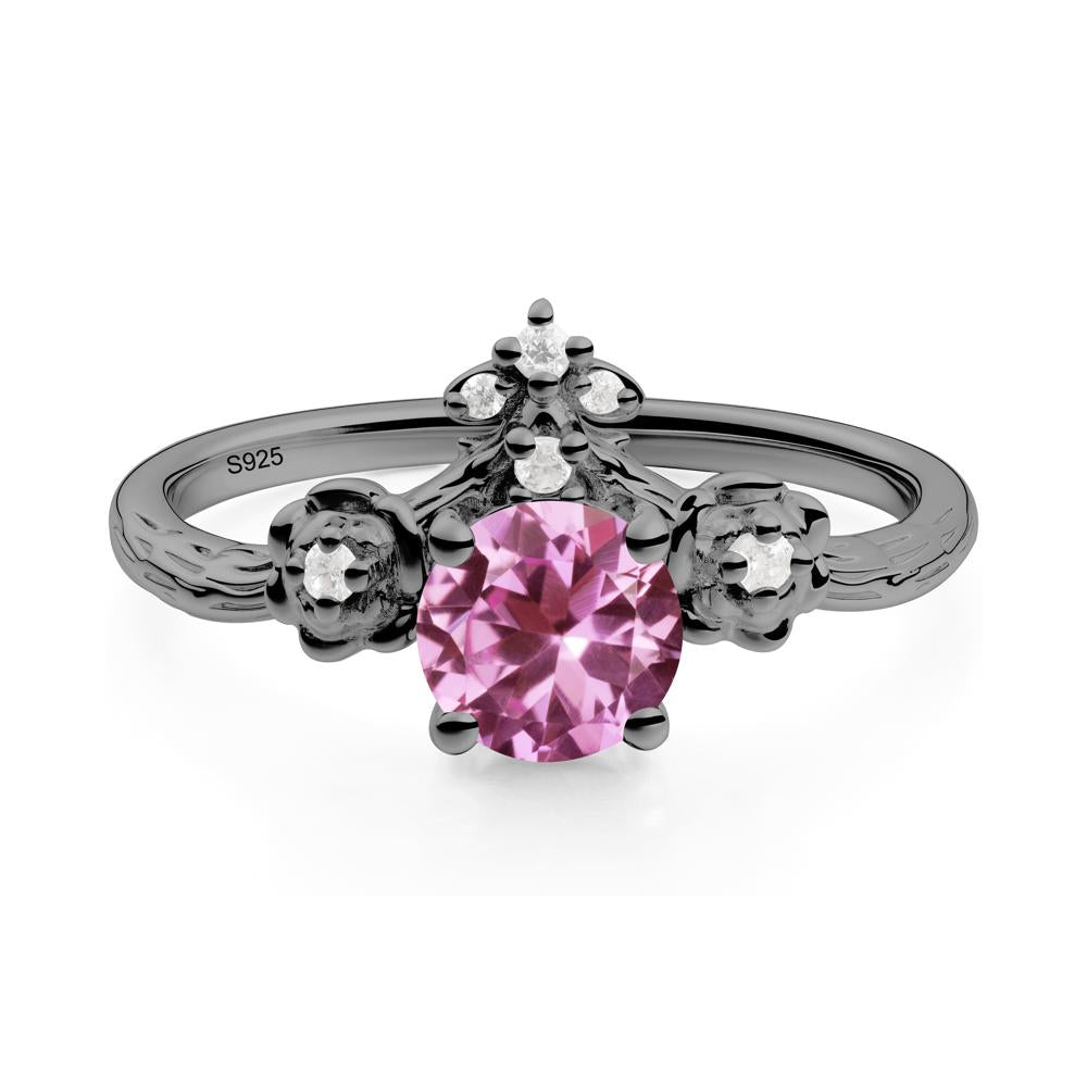 Floral Inspired Pink Sapphire Statement Ring - LUO Jewelry #metal_black finish sterling silver