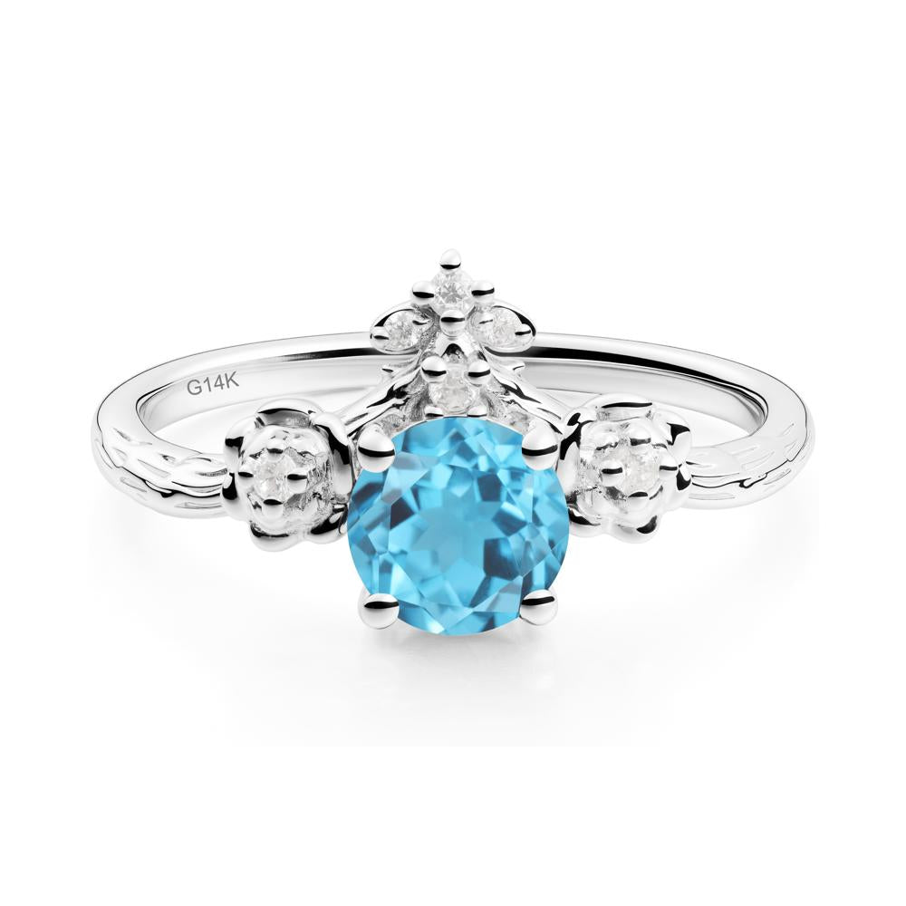 Floral Inspired Swiss Blue Topaz Statement Ring - LUO Jewelry #metal_14k white gold