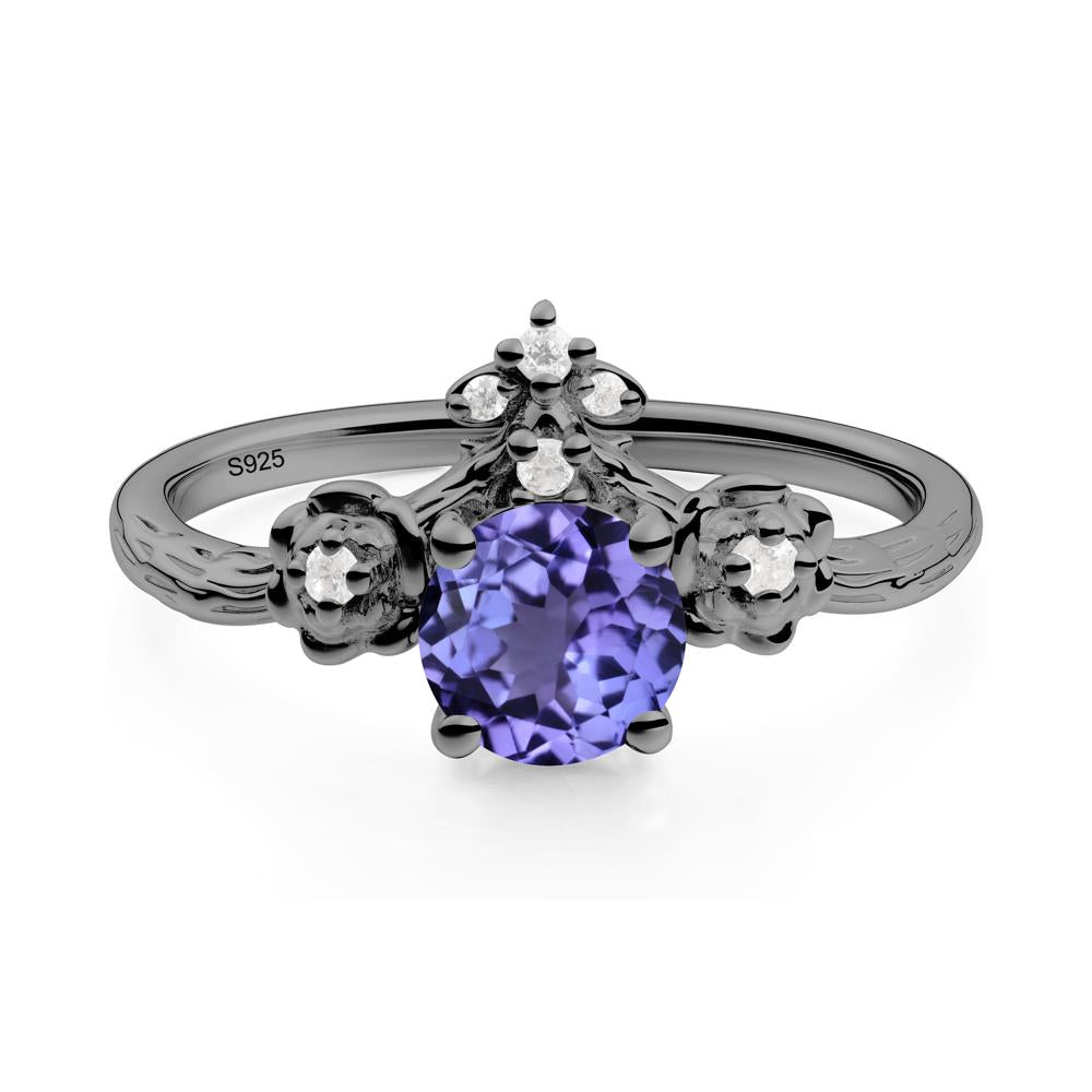 Floral Inspired Tanzanite Statement Ring - LUO Jewelry #metal_black finish sterling silver