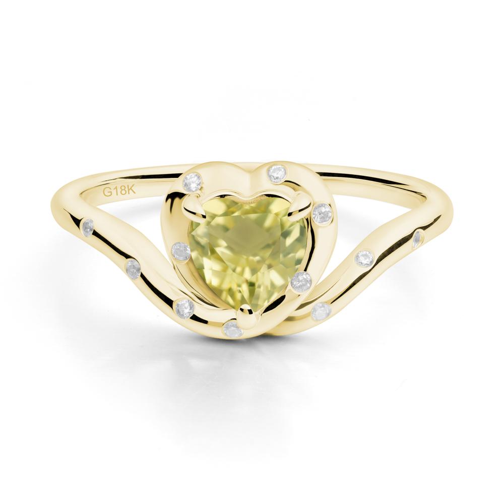 Curved Shank Heart-Shaped Lemon Quartz Ring - LUO Jewelry #metal_18k yellow gold