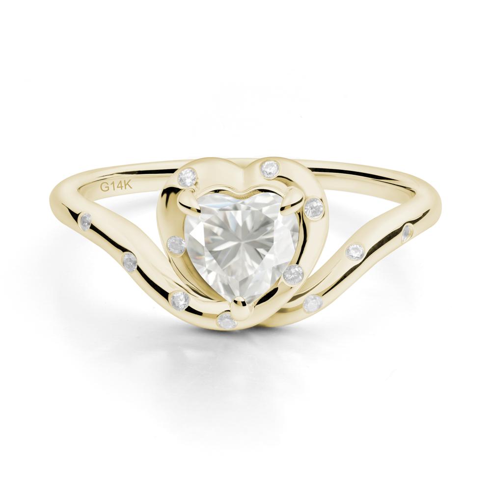 Curved Shank Heart-Shaped Moissanite Ring - LUO Jewelry #metal_14k yellow gold