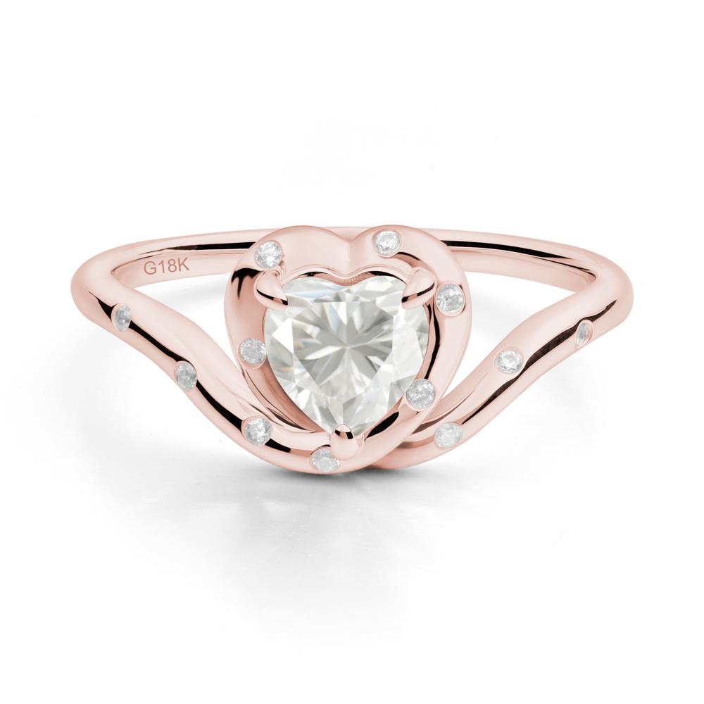 Curved Shank Heart-Shaped Moissanite Ring - LUO Jewelry #metal_18k rose gold