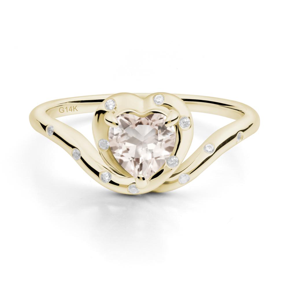 Curved Shank Heart-Shaped Morganite Ring - LUO Jewelry #metal_14k yellow gold