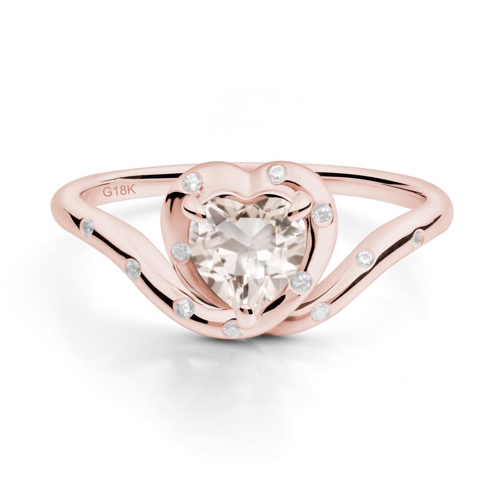 Curved Shank Heart-Shaped Morganite Ring - LUO Jewelry #metal_18k rose gold