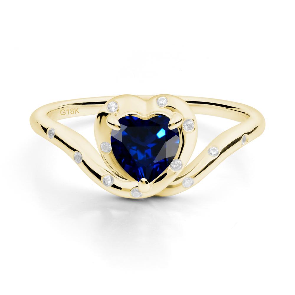Curved Shank Heart-Shaped Sapphire Ring - LUO Jewelry #metal_18k yellow gold